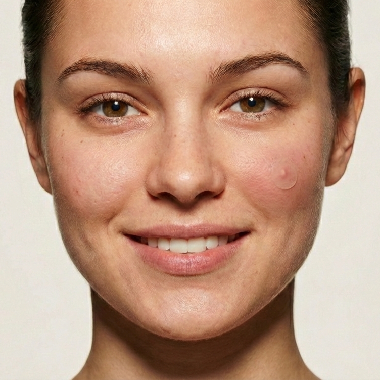 Close-up of a person with a neutral expression on a beige background